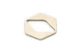 Silver Hexagon Charm, 8 Antique Silver Plated Brass Hexagon Shaped Blanks, Connectors (18x16x1mm) A4060