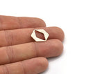 Silver Hexagon Charm, 8 Antique Silver Plated Brass Hexagon Shaped Blanks, Connectors (18x16x1mm) A4060