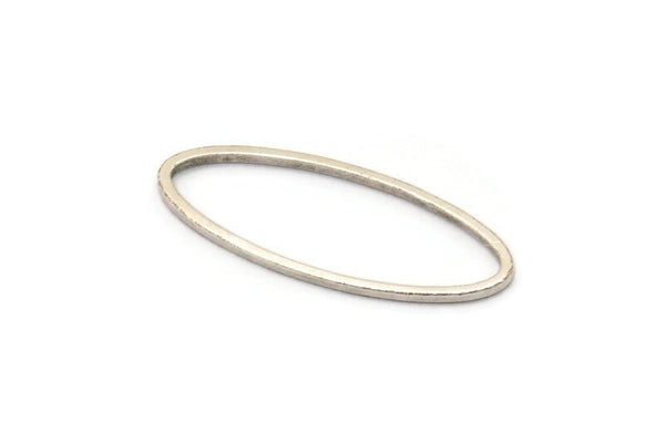 Gümüş Oval Charm, 24 Antik Gümüş Kaplamalı Pirinç Oval Bağlantı Parçası, Bulgular (25x10x0,8 mm) BS 1864