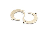 Silver Moon Charm, 12 Antique Silver Plated Brass Crescent Moon Charms With 1 Hole And 2 Loops, Findings (22x16.5x4.5x1mm) BS 2090