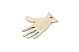 Silver Hand Charm, 8 Antique Silver Plated Brass Hand Charms With 1 Hole, Findings (25x17x0.80mm) D0612