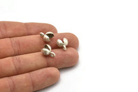 Leather Cord End, 4 Antique Silver Plated Brass End Caps For Lether Cord Cotton Ends  (7.5mm) N0401