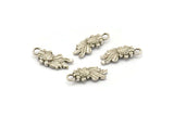 Silver Goldfish Charm, 4 Antique Silver Plated Brass Gold Fish Pendants, Jewelry Supplies, Findings (16x7mm) N0412
