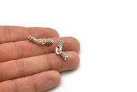 Leather Hook Caps, 4 Antique Silver Plated Brass Leather Cord Ends for 2mm Leather Cords, Hook Ends (15x12x4mm) N0307