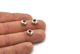 Silver Bead Keeper, 12 Antique Silver Plated Brass Bead Keeper, Silicone And Brass, Rondelle (8x4mm) BS 1769