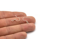 Silver Ear Wires, Earring Hooks, 50 Antique Silver Plated Brass Earring Setting, Findings, Crafts (16x0.7mm) BS 1776