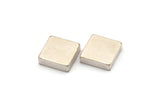 Silver Square Blank, 4 Antique Silver Plated Brass Square Blanks, Findings (10x3mm) D0371