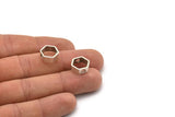 Silver Hexagon Charm, 6 Antique Silver Plated Brass Hexagon Ring Charms With 2 Holes (12x5x1mm) BS 2183