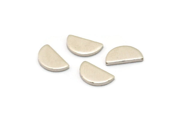 Semi Circle Blank, 24 Antique Silver Plated Brass Half Moon Blanks (9x5x1mm) D0601