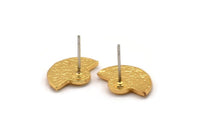 Gold Sun Earring, 2 Gold Plated Brass Sun Shaped Stud Earrings (10x14mm) U129