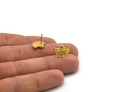Gold Sun Earring, 2 Gold Plated Brass Sun Shaped Stud Earrings (10x14mm) U129