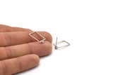 Silver Rectangle Earring, 2 Antique Silver Plated Brass Hammered Rectangle Earring Posts With 1 Pad, Pendants, Findings (19x12x0.6x1mm) E371