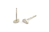Silver Moon Earring, 8 Antique Silver Plated Brass Half Moon Stud Earrings (6x3mm) D1405