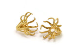 Gold Claw Ring, Gold Plated Brass Claw Ring With 1 Stone Settings - Ring Size : 18mm N1686 H0977