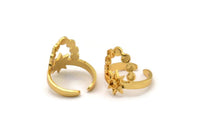 Gold Ring Setting, Gold Plated Brass Moon Phases Shaped Ring With 1 Stone Setting - Pad Size 3mm N0571