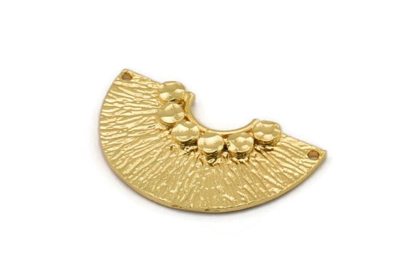 Semi Circle Pendant, Gold Plated Brass Semi Circle Charm With 2 Holes, Findings (32x19mm) N0121