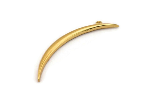 Gold Moon Charm, Gold Plated Textured Brass Crescent Moon Charm With 1 Loop, Findings (62x4.5x2.7mm) N0170