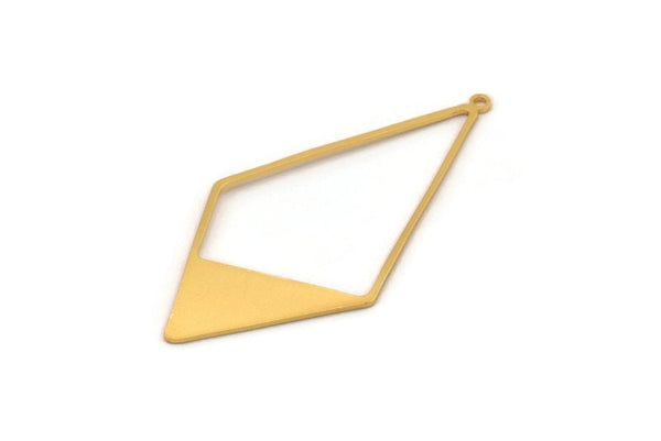 Gold Diamond Charm, 2 Gold Plated Brass Diamond Charms With 1 Loop, Pendants, Findings (56x27.5x0.80mm) E628