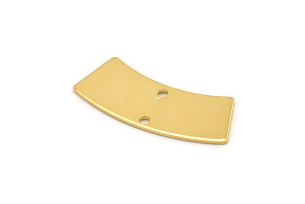 Gold Rectangle Charm, 2 Gold Plated Brass Rectangle Charms With 2 Holes, Connectors, Findings (28x10x0.80mm) M082