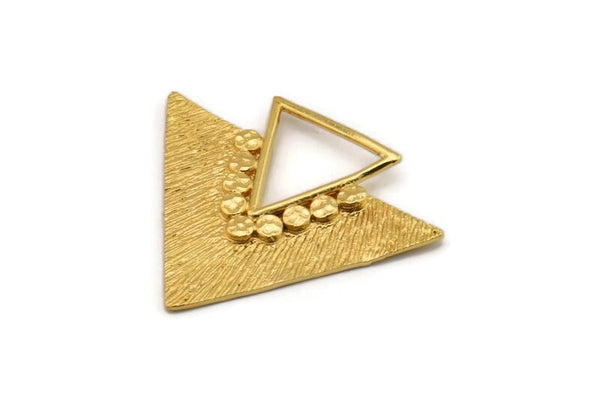Gold Triangle Charm, Gold Plated Brass Geometric Charm, Pendants, Findings (35x41x1mm) U068