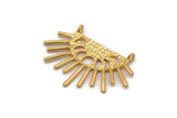 Moon Phases Charm, Gold Plated Brass Half Moon Charm With 2 Loops, Findings (38x26x1mm) E654