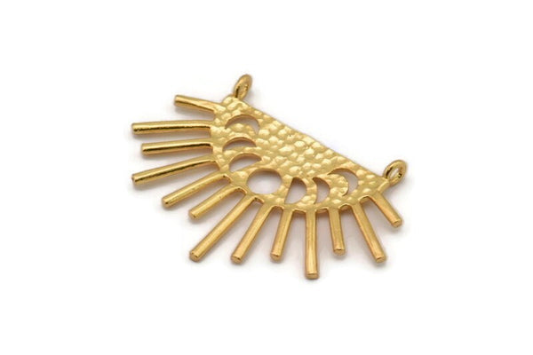 Moon Phases Charm, Gold Plated Brass Half Moon Charm With 2 Loops, Findings (38x26x1mm) E654