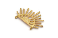 Moon Phases Charm, Gold Plated Brass Half Moon Charm With 2 Loops, Findings (38x26x1mm) E654