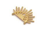 Moon Phases Charm, Gold Plated Brass Half Moon Charm With 2 Loops, Findings (38x26x1mm) E654