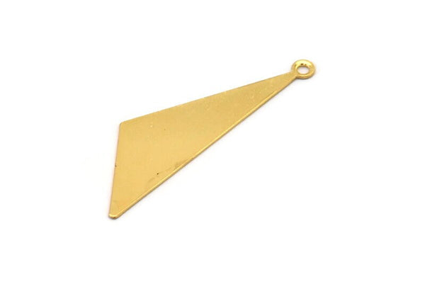 Gold Triangle Charm, 6 Gold Plated Brass Triangle Charms With 1 Loop, Pendants, Findings (40x12mm) D0589