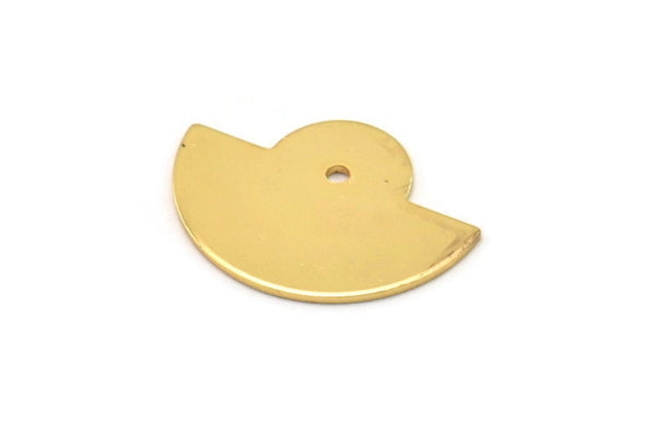 Semi Circle Charm, 2 Gold Plated Brass Semi Circle Charms With 1 Hole, Geometric, Findings (24x17.5x0.8mm) U101