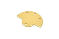 Semi Circle Charm, 2 Gold Plated Brass Semi Circle Charms With 4 Holes, Geometric, Findings (24x17.5x0.8mm) U099