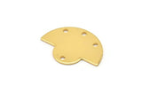 Semi Circle Charm, 2 Gold Plated Brass Semi Circle Charms With 4 Holes, Geometric, Findings (24x17.5x0.8mm) U099