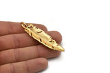 Bird Feather Charm, Gold Plated Brass Feather Charm With 1 Loop, Feather Pendants (67x16mm) N0173