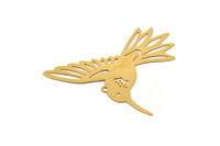 Gold Earring Charm, 2 Gold Plated Brass Bird Charms With 1 Loop, Pendants, Findings (43x38mm) E431