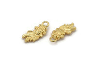 Gold Fish Charm, 4 Gold Plated Brass Gold Fish Charms With 1 Loop, Pendants, Jewelry Supplies, Findings (16x7mm) N0412
