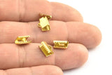 Ribbon Crimp End, 100 Raw Brass Ribbon Crimp Ends With Loop, Findings (6x9mm) A0006