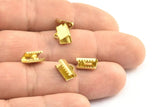 Ribbon Crimp End, 25 Raw Brass Ribbon Crimp Ends With Loop, Findings (6x9mm) A0006