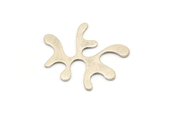Silver Irregular Charm, 8 Antique Silver Plated Brass Irregular Connectors Without Hole, Pendants, Findings (24x20x0.60mm) D0775