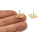 Brass Sun Earring, 10 Raw Brass Rising Sun Flag Stud Earrings With 1 Hole (20x12x0.60mm) D1012 A1758
