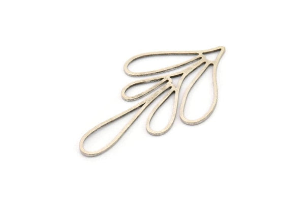 Silver Leaf Charm, 6 Antique Silver Plated Brass Branch Charms, Charm Pendants (47.5x27x0.80mm) A6223 H0485