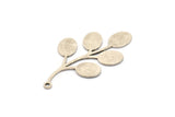 Silver Leaf Charm, 6 Antique Silver Plated Brass Leaf Charms With 1 Loop, Pendants, Findings (37x20x0.60mm) A3150