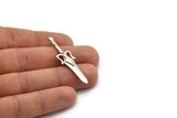 Knight&#39;s Sword Pendant, Antique Silver Plated Brass Sword Charm With 1 Loop, Findings (49mm) N0187 H1081