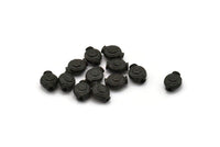 Black Spacer Bead, 12 Oxidized Black Brass Floral Spacer Beads, Findings (6x8mm) N0254