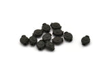 Black Spacer Bead, 12 Oxidized Black Brass Floral Spacer Beads, Findings (6x8mm) N0254