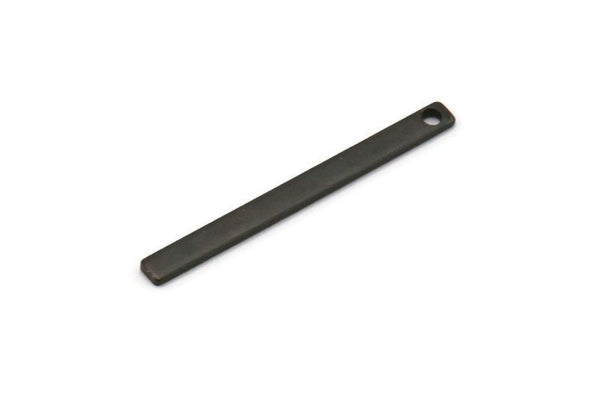 Black Bar Charm, 8 Oxidized Black Brass Bar Charms With 1 Hole, Findings (35x3x1mm) A0830 H0973
