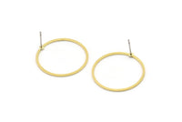 25mm Circle Earring - 10 Raw Brass Circle Stud Earrings (25x1x0.80mm) A6219 A4029