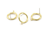 Brass Round Earring, 4 Raw Brass Circle Stud Earrings (17x2mm) N2441