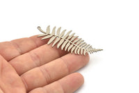 Steel Leaf Charm, 4 Stainless Steel Branch Charms With 1 Loop, Charm Pendants (62x27x0.80mm) SMP1133 A6887