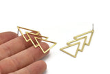 Brass Triangle Earring, 4 Raw Brass Triangle Stud Earrings (46x21x1mm) E034 A2848