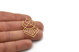 Brass Diamond Charm, 4 Raw Brass Crescent Moon Charms With 1 Loop, Findings (42x25x0.60mm) SMP1068 A6018